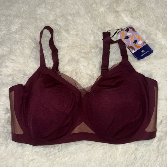 FINAL PRICE NWT Honeylove Burgundy “Fig” CrossOver Wireless Bra - Picture 2 of 8
